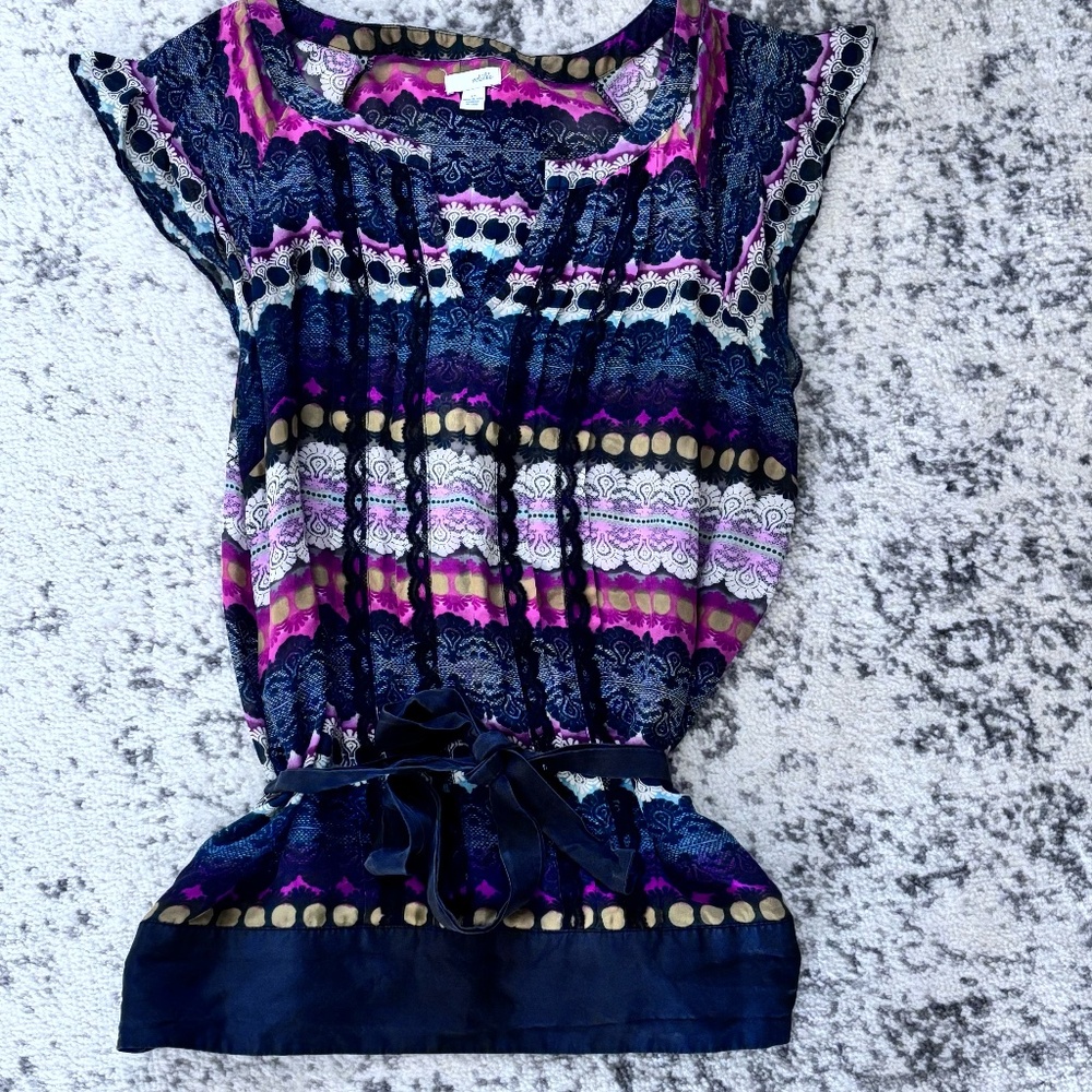 Odille Women's Sleeveless V-neck SZ 10 Silk Top Blouse